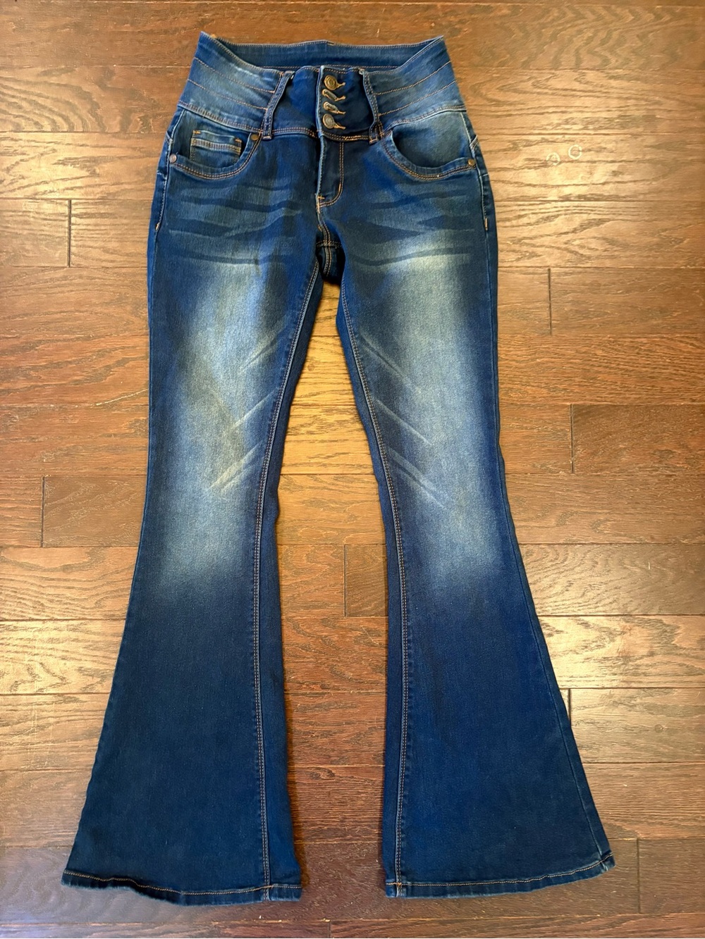 BAMBOO Dark Blue High-Rise Flare Jeans